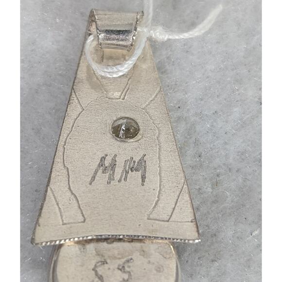 Sterling silver pendant Onyx bezel set + CZ No chain  13/4"x 3/4"Signed OOAK NWT - Picture 4 of 6